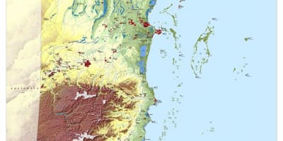 Карта на топографски Белизе